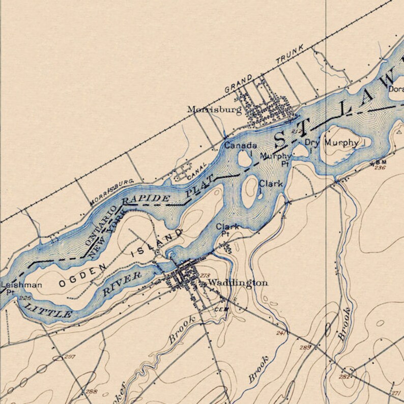 Waddington, NY Restored Vintage Map Etsy