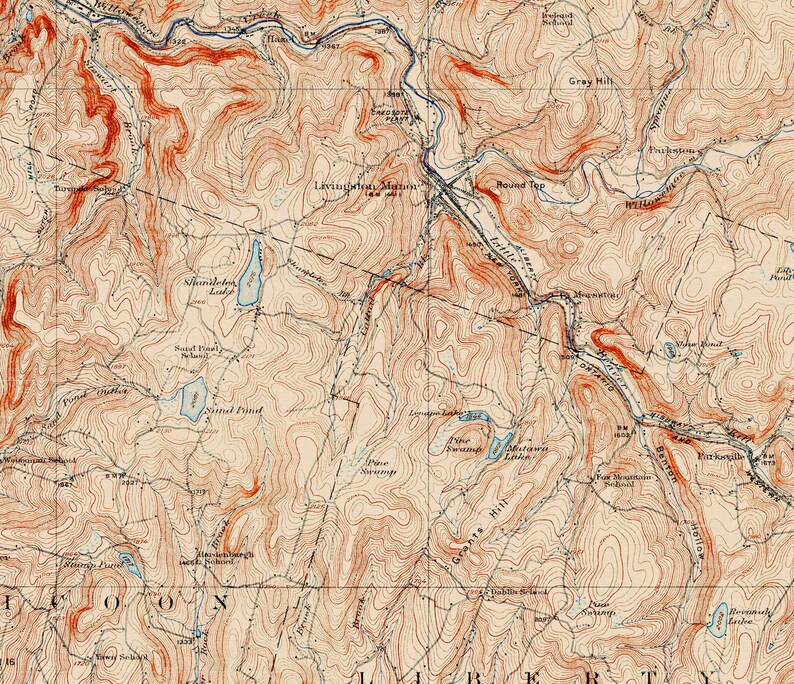 Livingston Manor, NY Restored Vintage Map Etsy