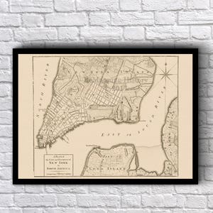Colonial New York City Antique Map (1776) - Lower Manhattan and Brooklyn