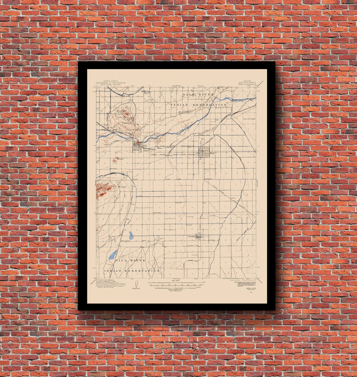 Mesa Tempe and Chandler Arizona Vintage Topographic Map Etsy España