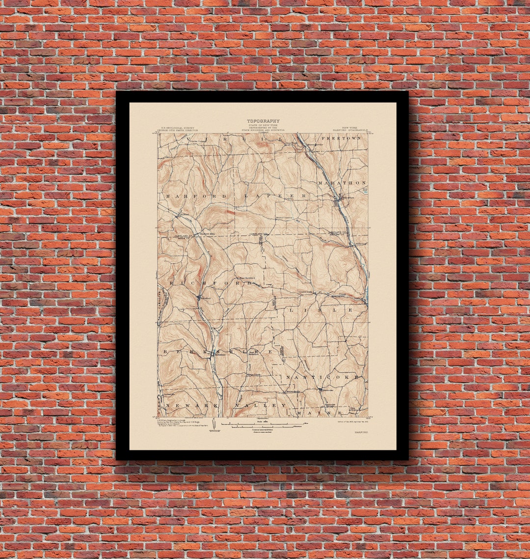 Harford, NY Restored Vintage Map Etsy