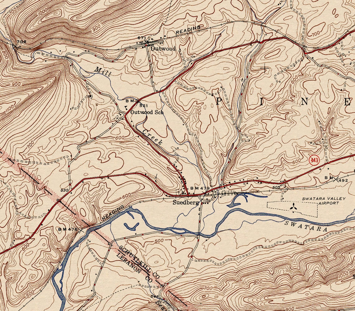 Pine Grove, Pennsylvania Restored Vintage Map 1946 Etsy