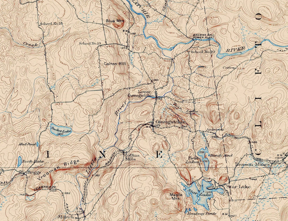 Oswegatchie NY Restored Vintage Map Etsy