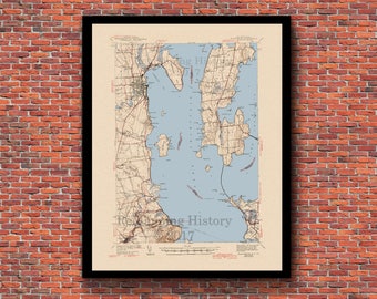 Plattsburgh, NY & Lake Champlain Restored Vintage Map