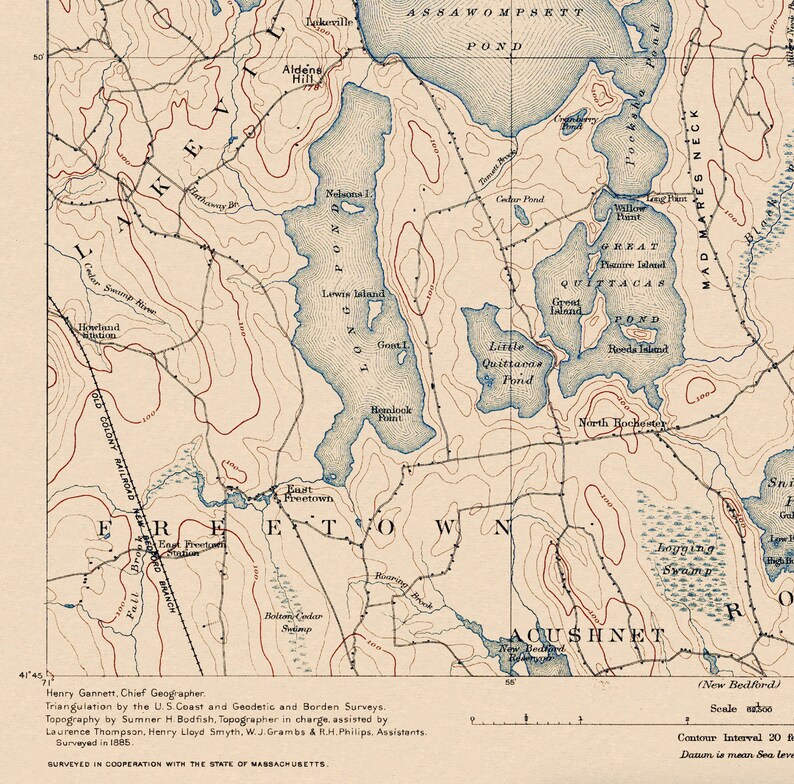 Middleboro, MA Restored Vintage Map Etsy