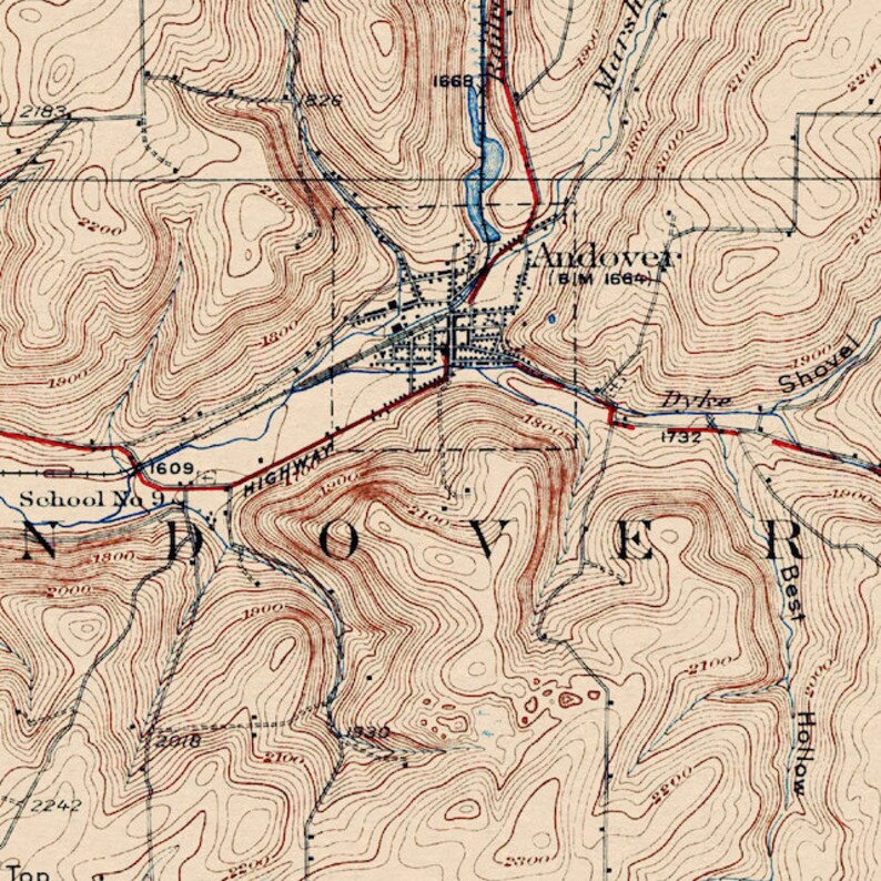 Wellsville, NY Restored Vintage Map Etsy