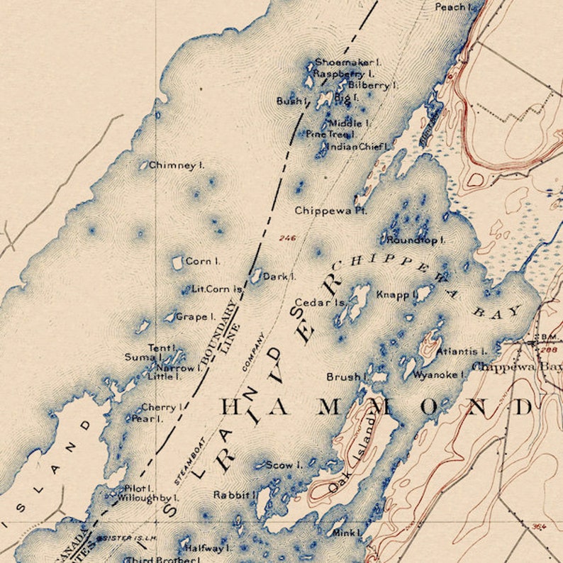 Alexandria Bay, NY - Restored Vintage Map - Etsy