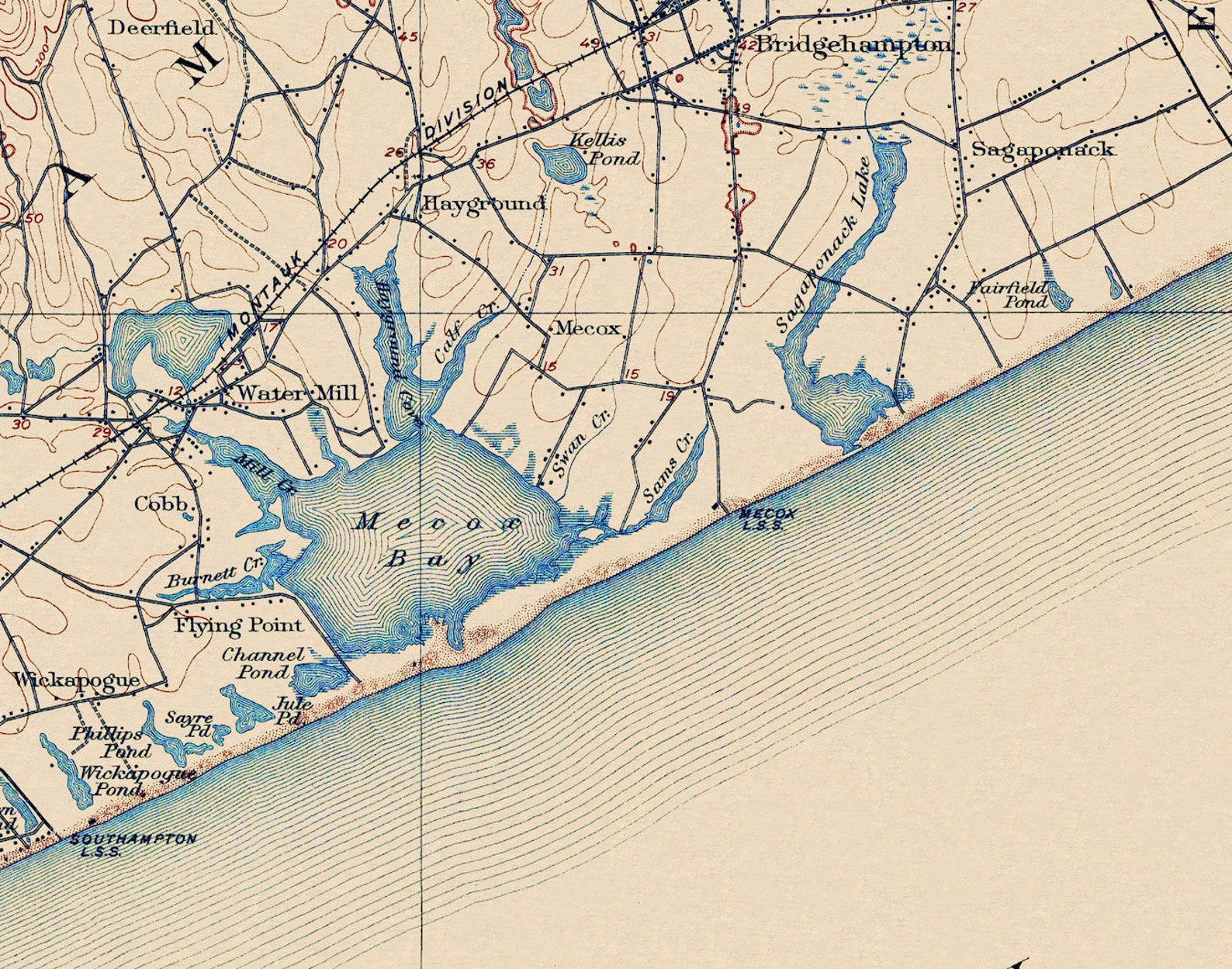 Sag Harbor, Long Island NY Vintage Map 1904/1909 Etsy