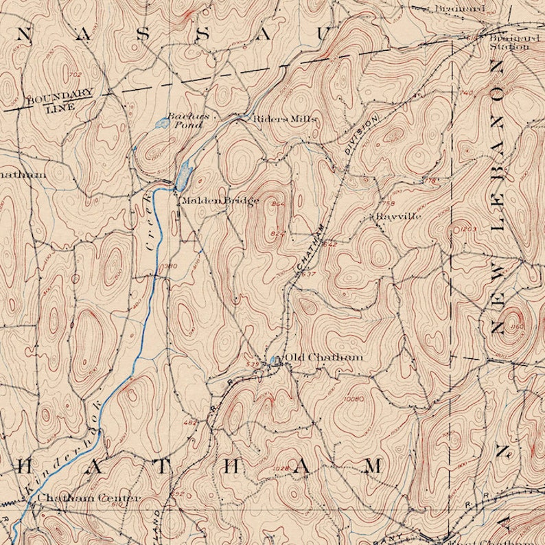 Kinderhook, NY Restored Vintage Map Etsy