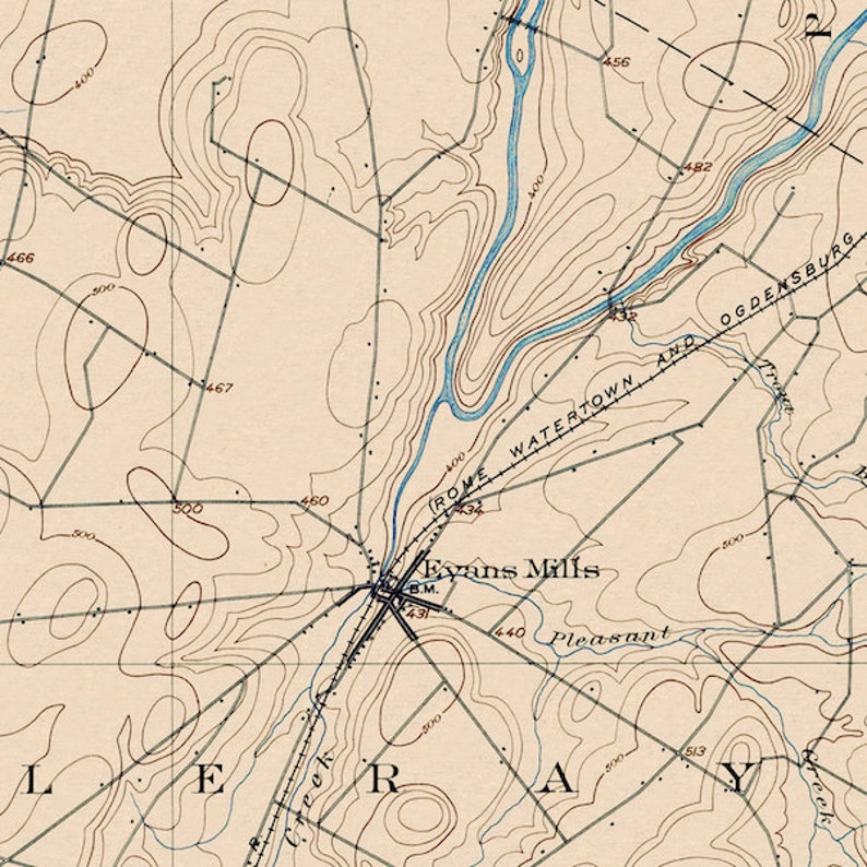 Theresa NY Restored Vintage Map Etsy