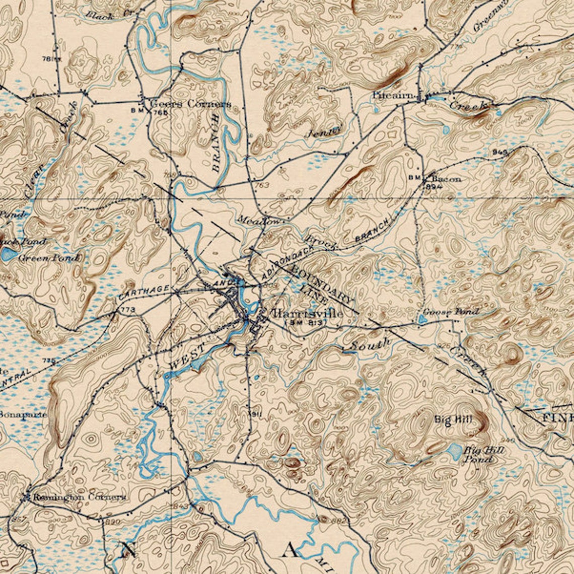 Lake Bonaparte, NY Restored Vintage Map Etsy Canada