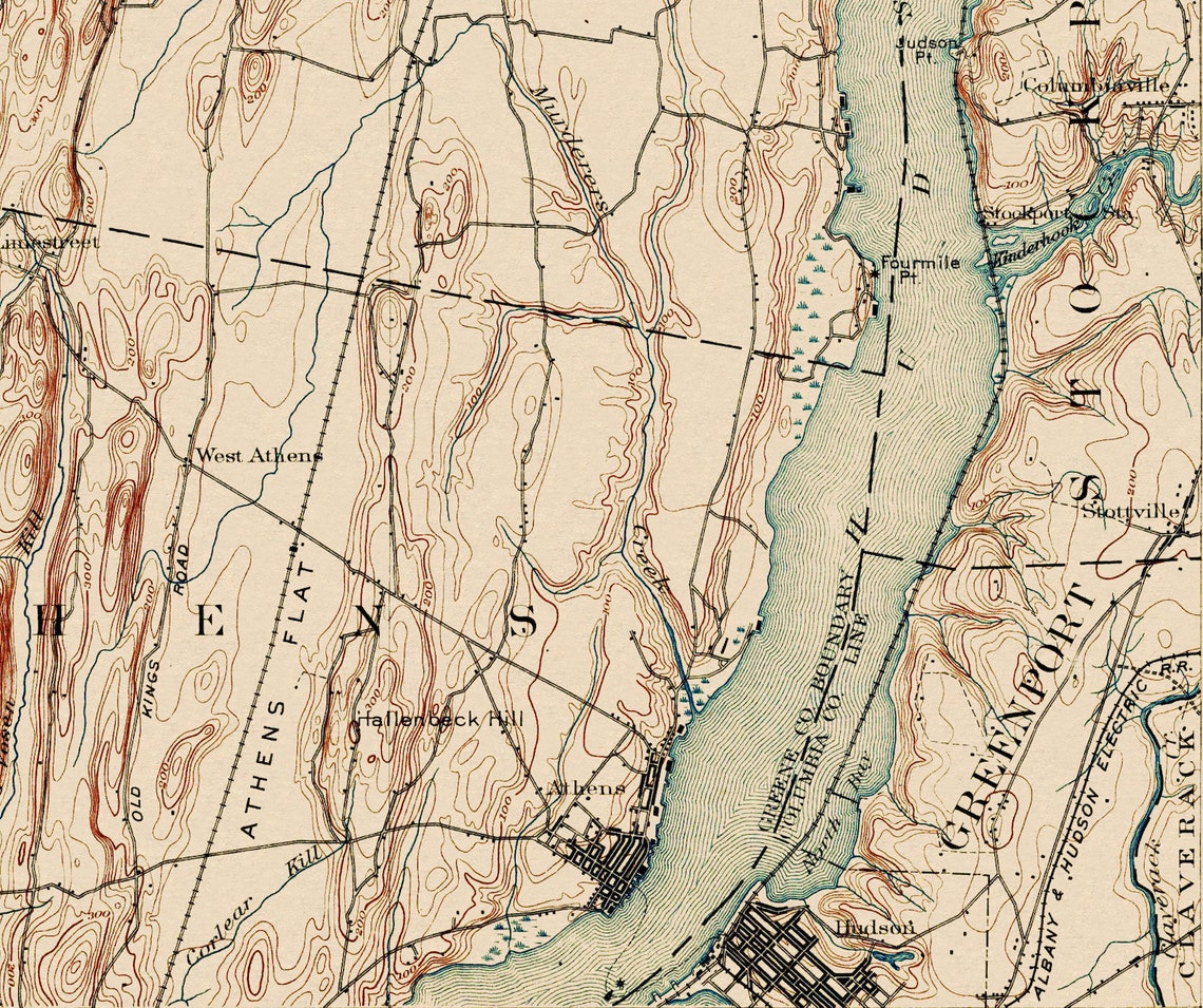 Coxsackie NY Vintage Map 1894/1921 Etsy