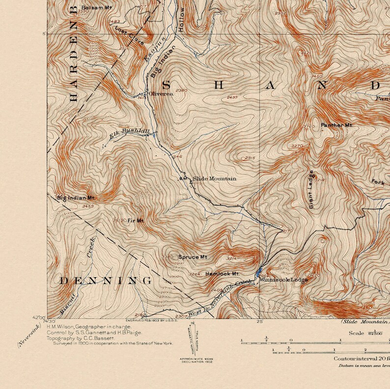 Phoenicia, NY Restored Vintage Map Etsy UK