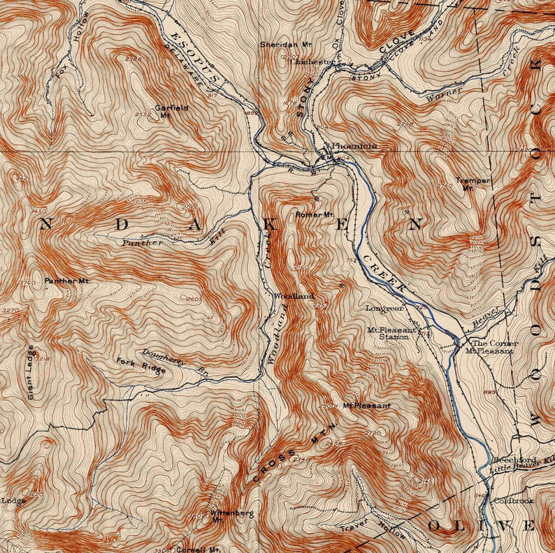 Phoenicia NY Restored Vintage Map Etsy