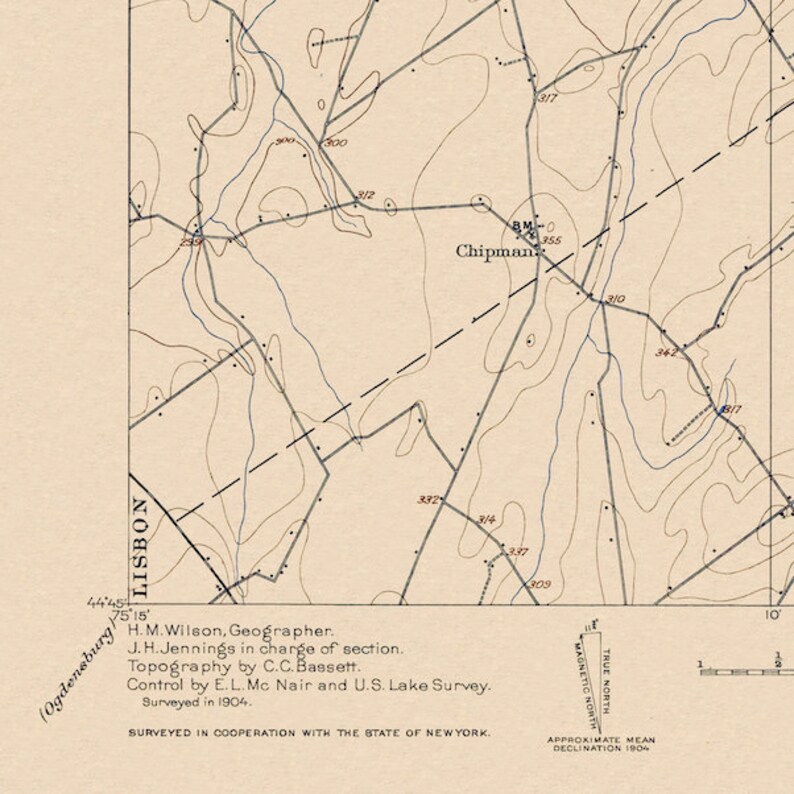 Waddington, NY Restored Vintage Map Etsy