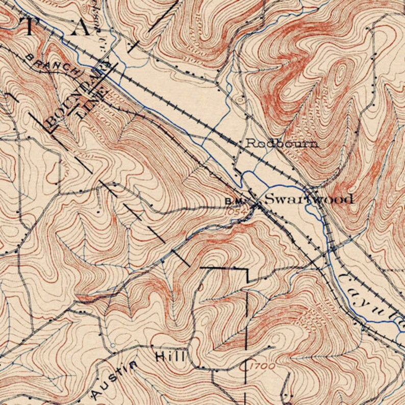 Waverly NY Restored Vintage Map Etsy