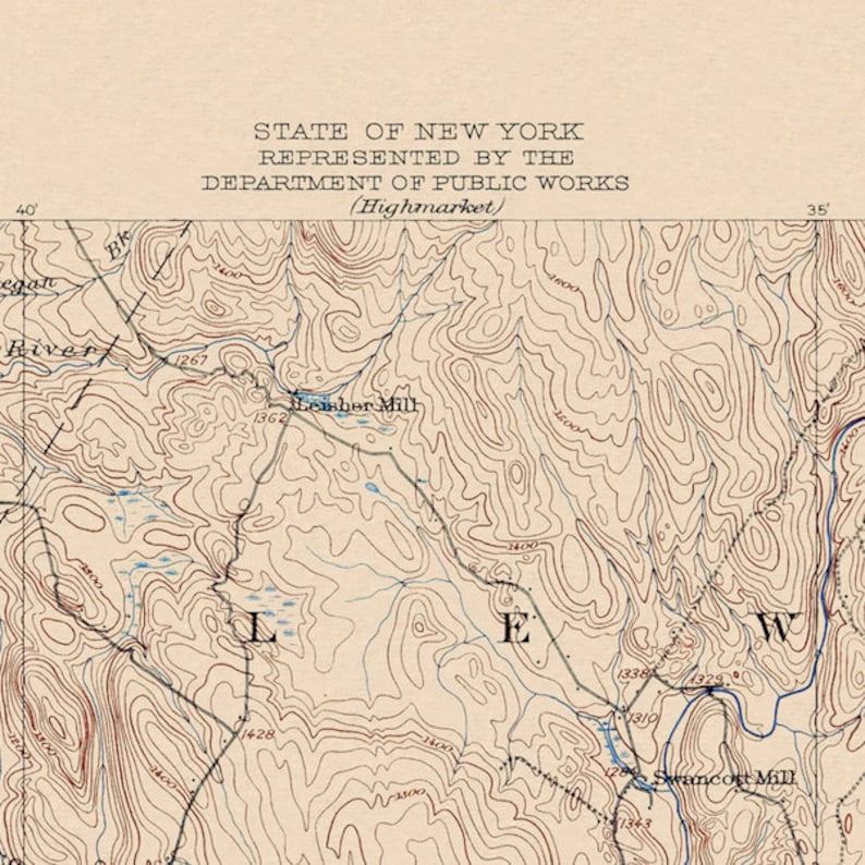 Taberg, NY Restored Vintage Map Etsy Canada
