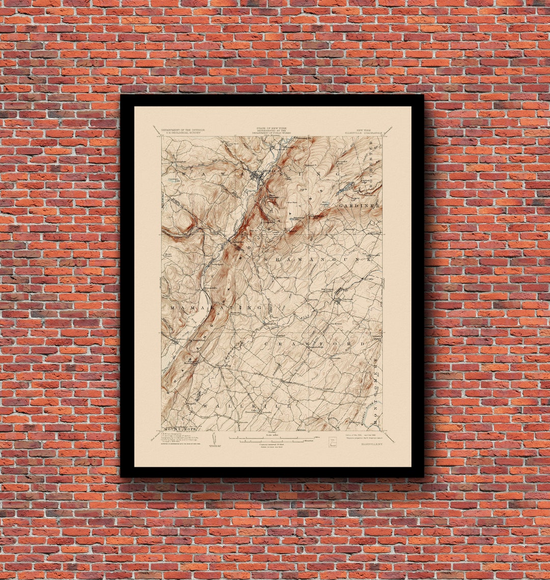 Ellenville, NY Restored Vintage Map Etsy