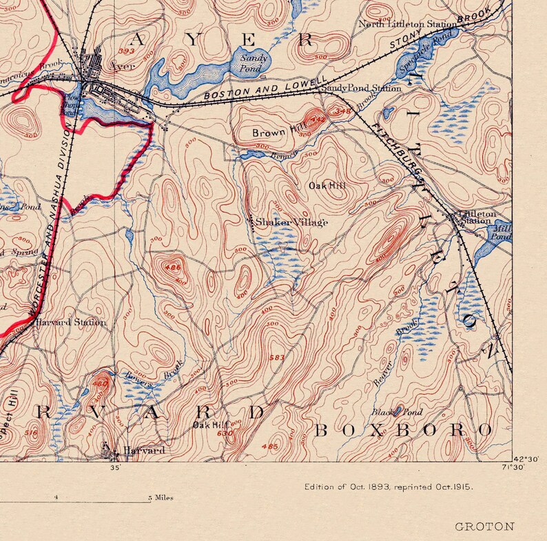 Groton Map Groton MA Restored Vintage Map - Etsy
