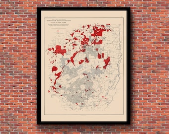 Adirondack Mountains - Map of 1903 Forest Fires - Restored Vintage Maps