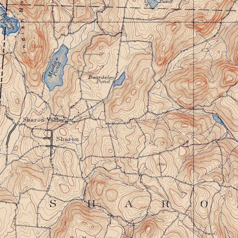 Cornwall CT Restored Vintage Map Etsy