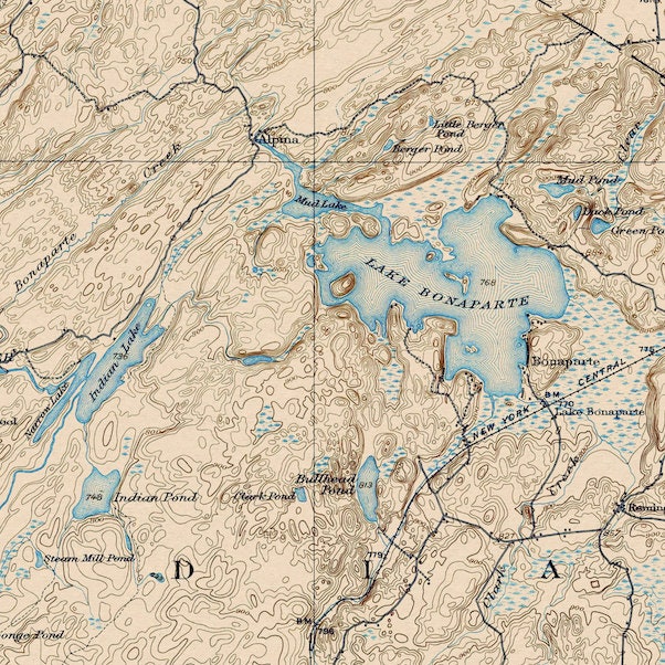 Lake Bonaparte, NY Restored Vintage Map Etsy Canada