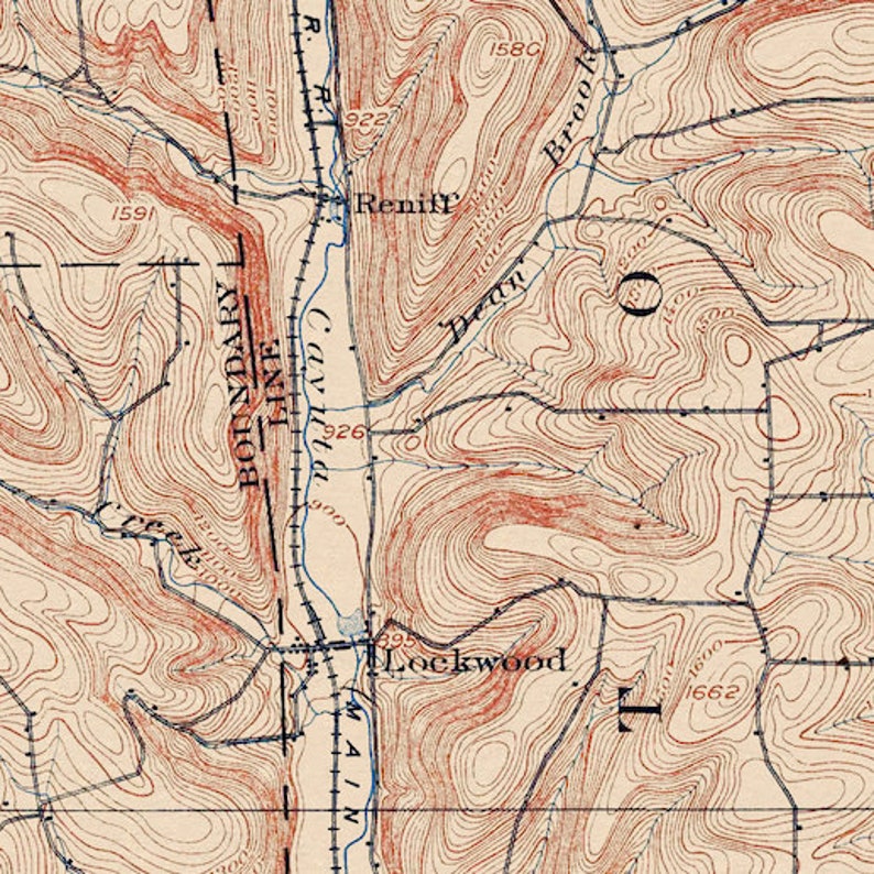 Waverly NY Restored Vintage Map Etsy
