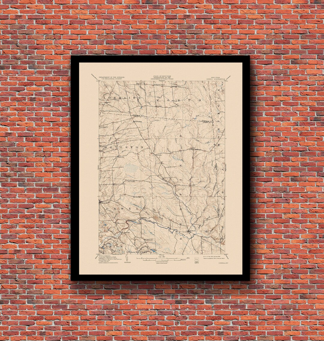 Orwell, NY Restored Vintage Map Etsy