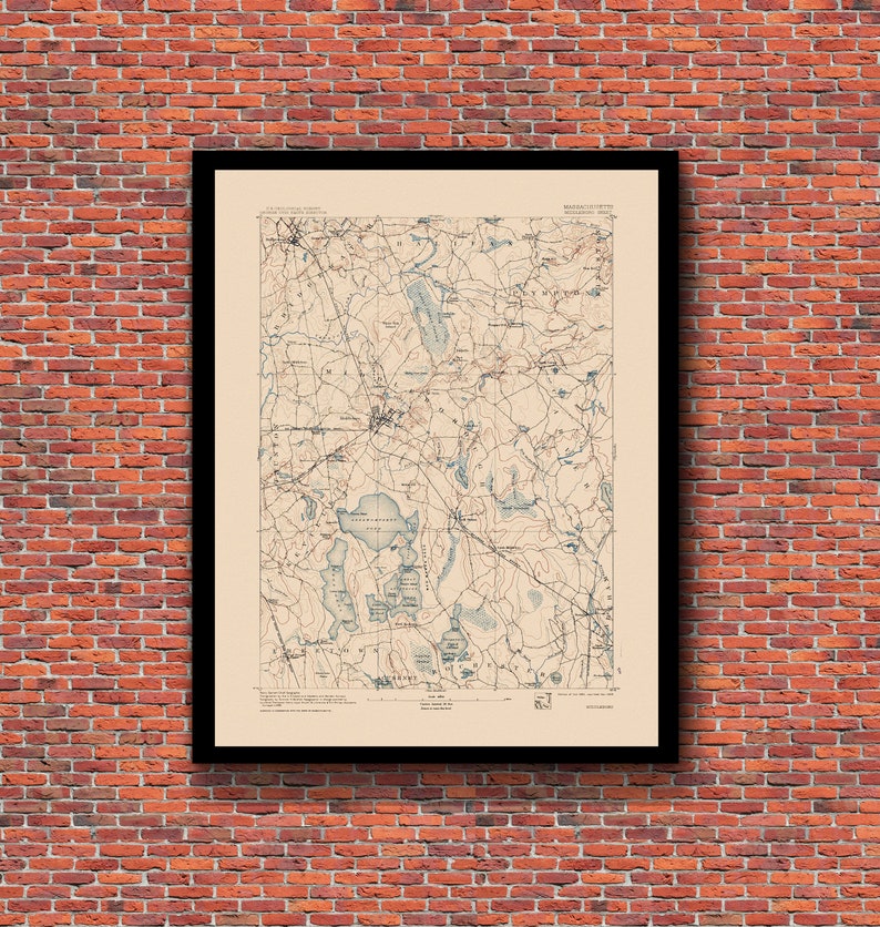 Middleboro, MA Restored Vintage Map Etsy