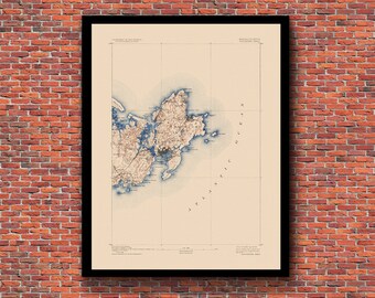 Gloucester, MA - Restored Vintage Map