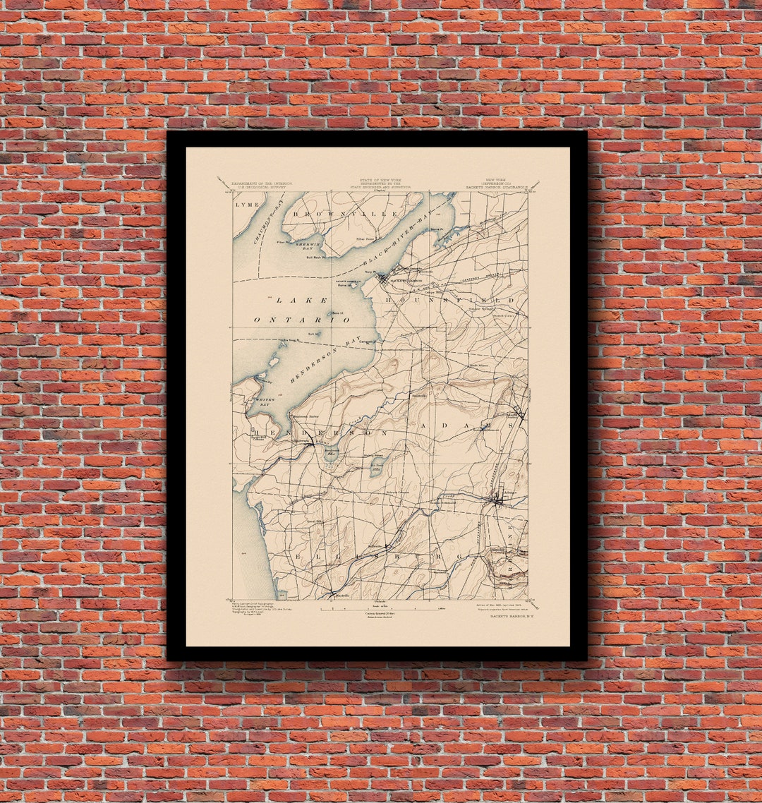Sackets Harbor, NY Restored Vintage Map Etsy