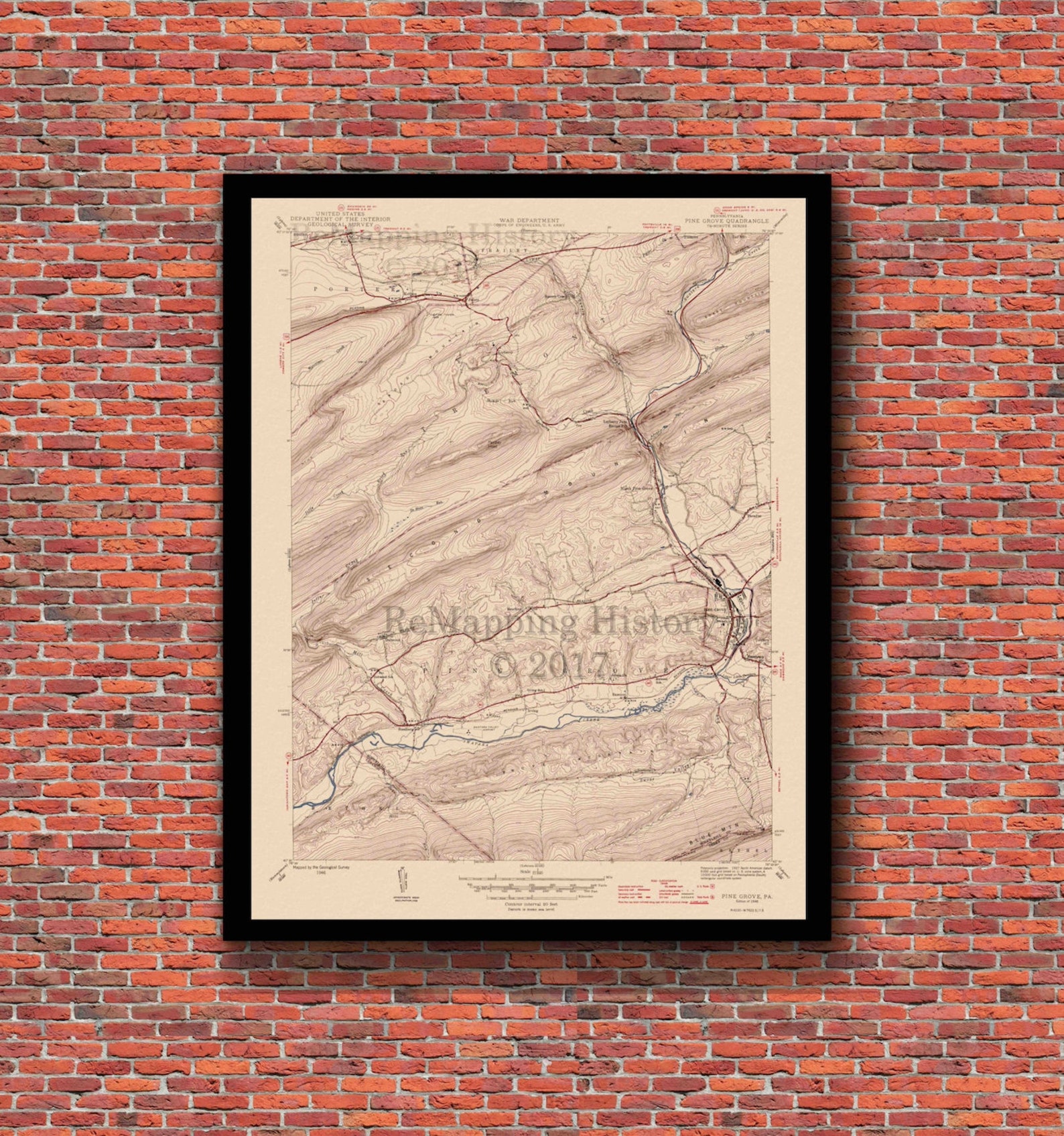 Pine Grove, Pennsylvania Restored Vintage Map 1946 Etsy