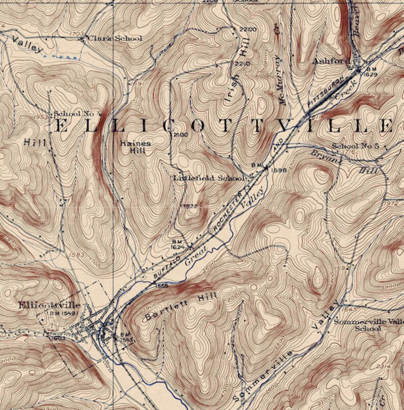 Ellicottville, NY Restored Vintage Map Etsy