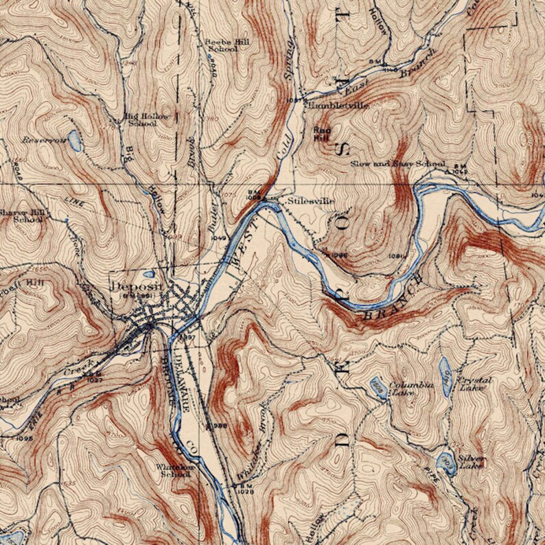 Deposit Ny 1887 Vintage City Maps vrogue.co