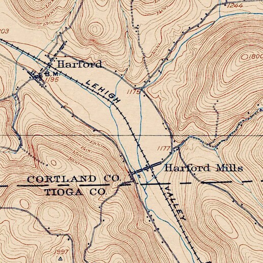 Harford, NY Restored Vintage Map Etsy