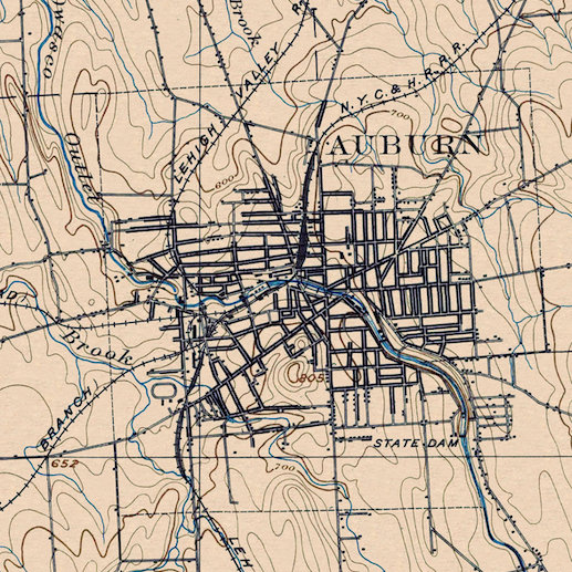 Auburn, NY - Restored Vintage Map - Etsy