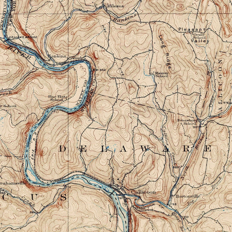 Long Eddy NY Restored Vintage Map Etsy