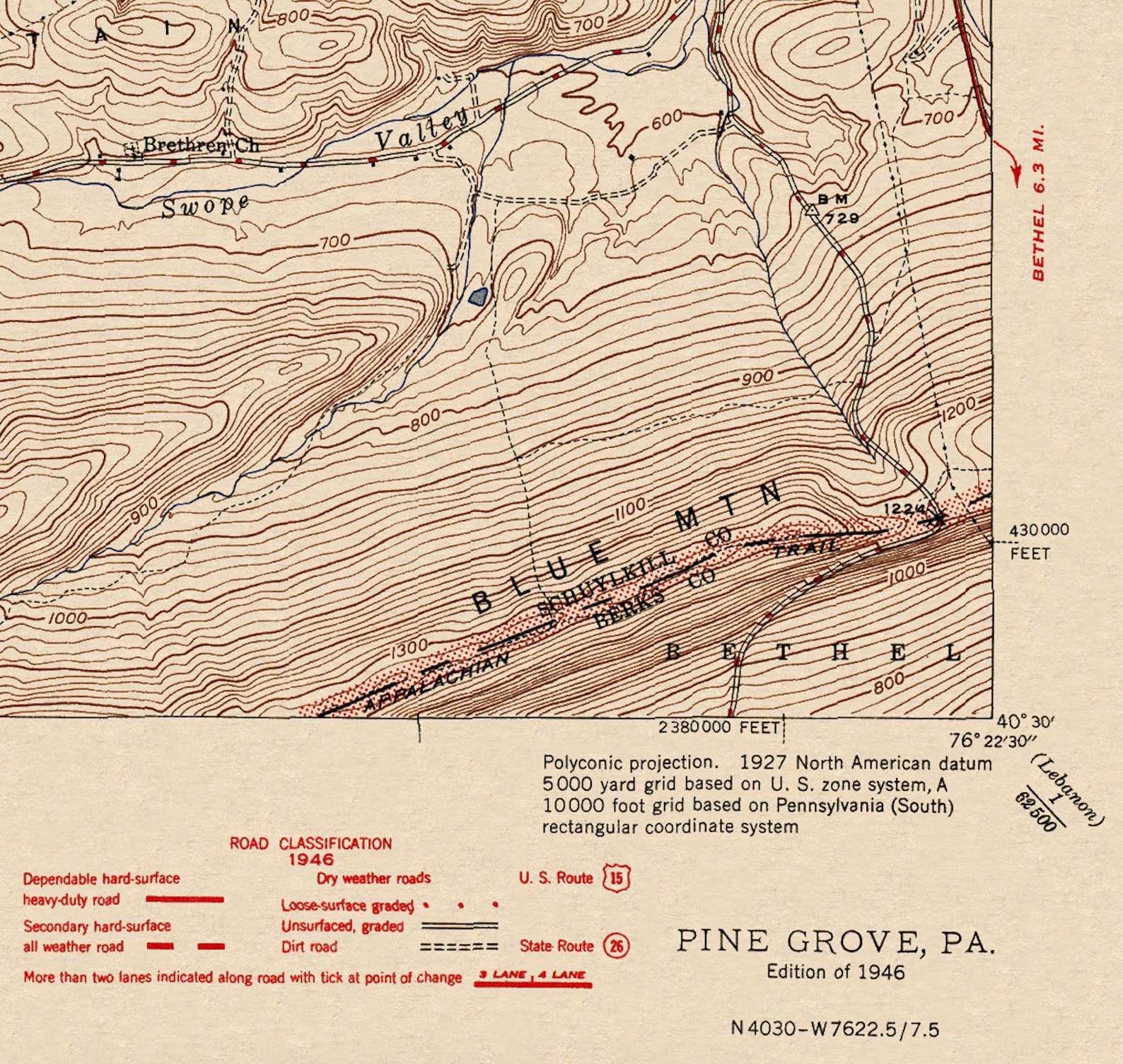 Pine Grove, Pennsylvania Restored Vintage Map 1946 Etsy