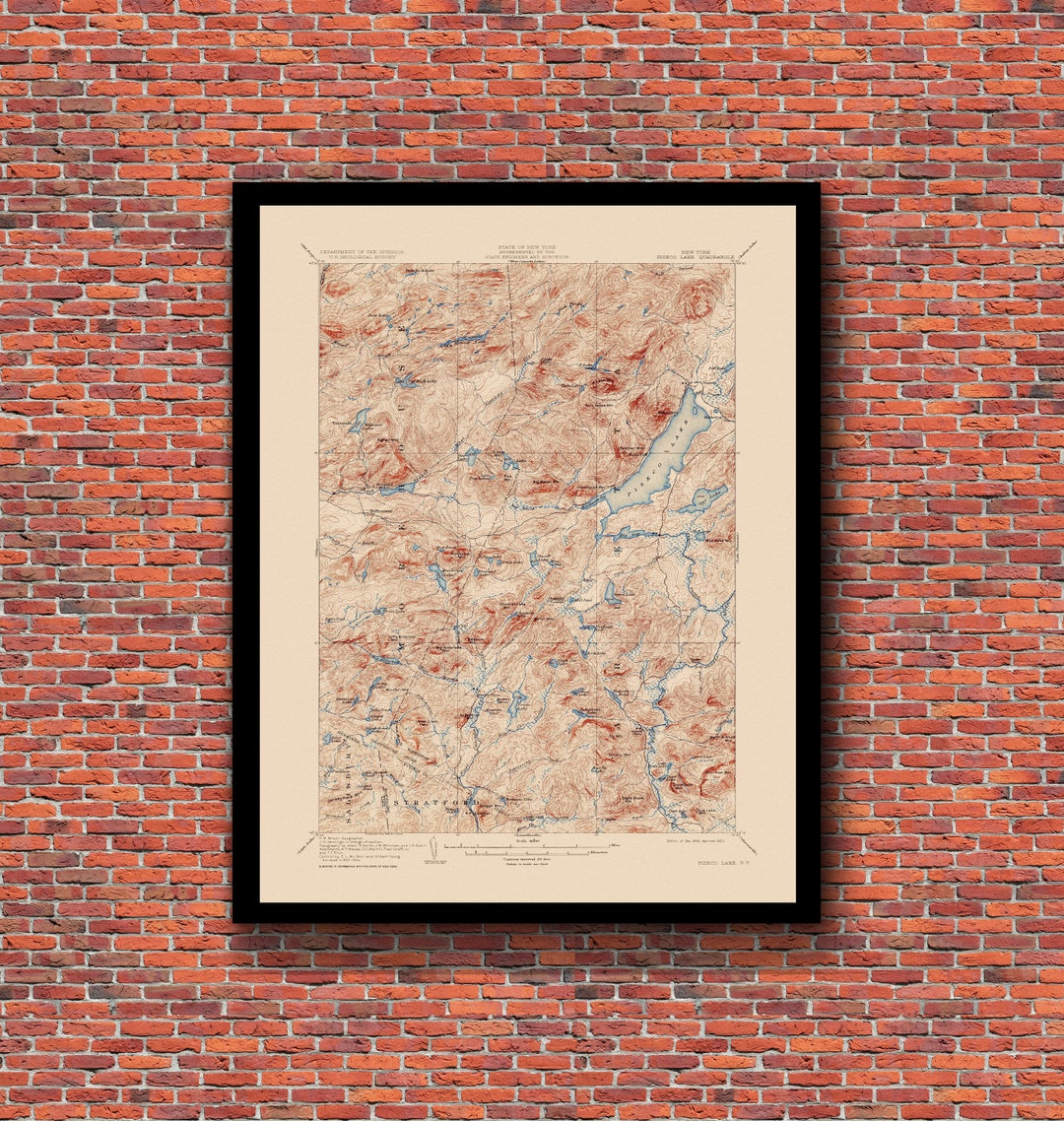Piseco Lake, NY Restored Vintage Map Etsy