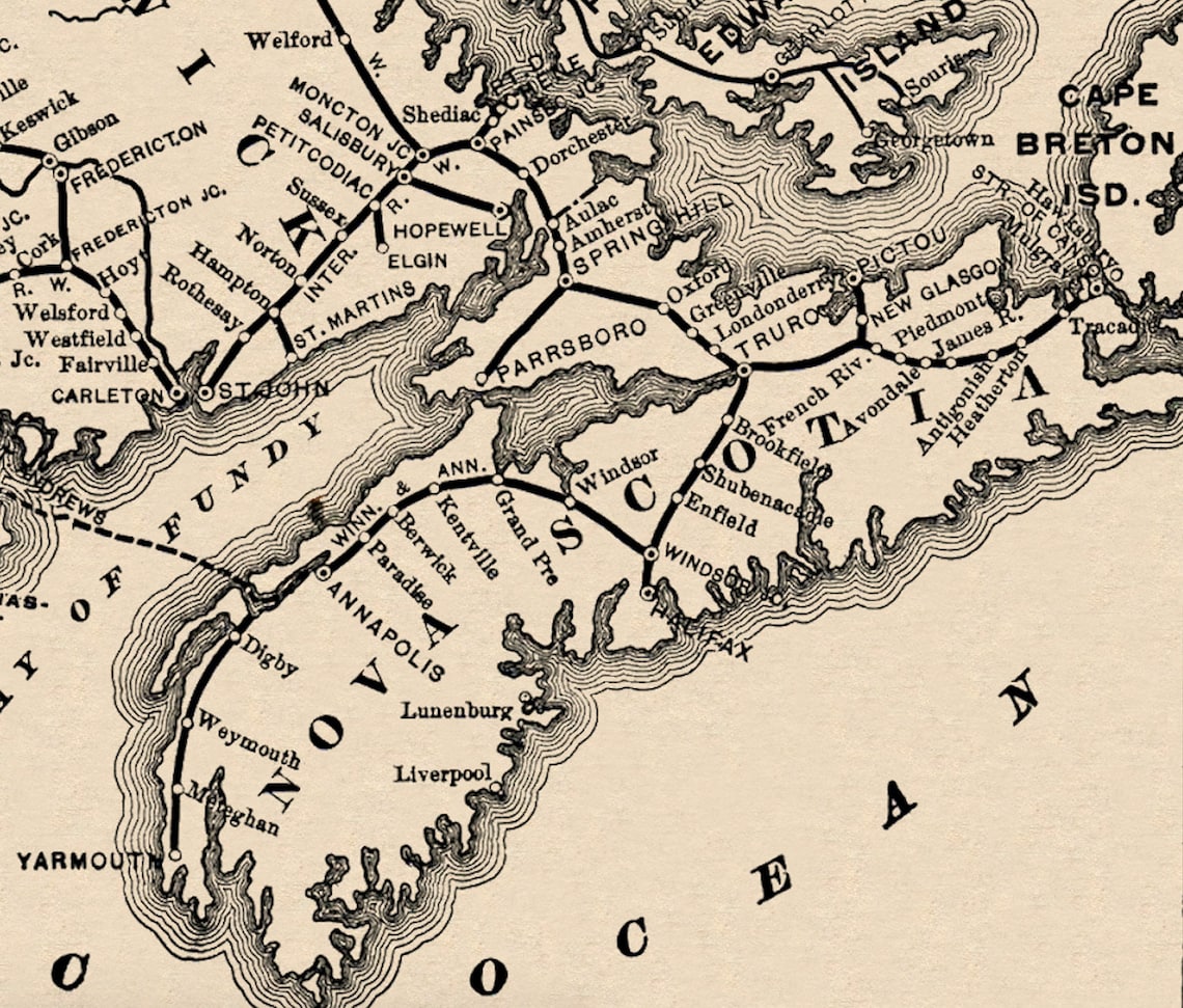 Maine Central Railroad Vintage Map - Etsy