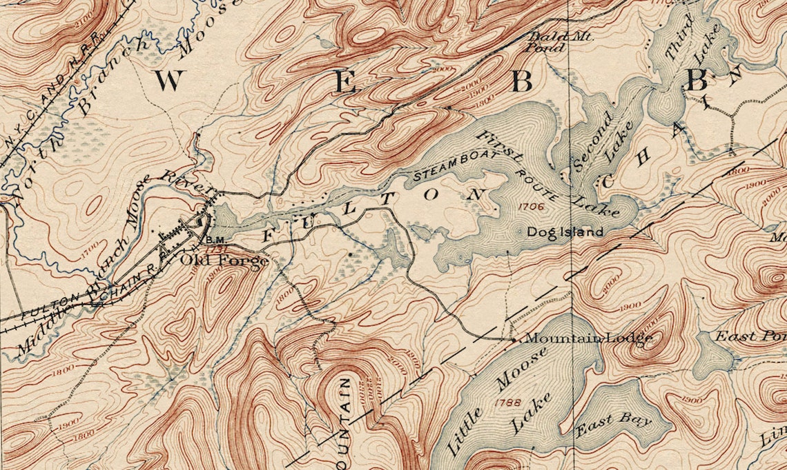 Old Forge, New York adirondacks Vintage Map 1901 - Etsy New Zealand