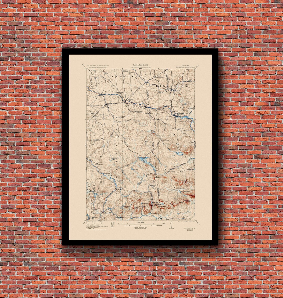 Nicholville NY Restored Vintage Map Etsy