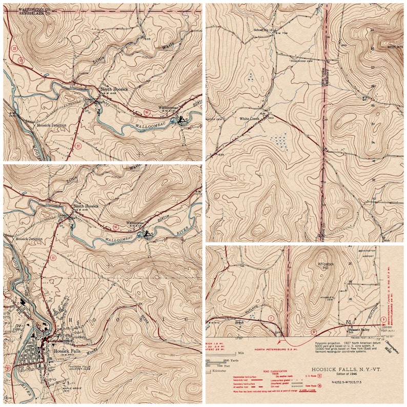 Hoosick Falls, NY Restored Vintage Map 1946 Etsy