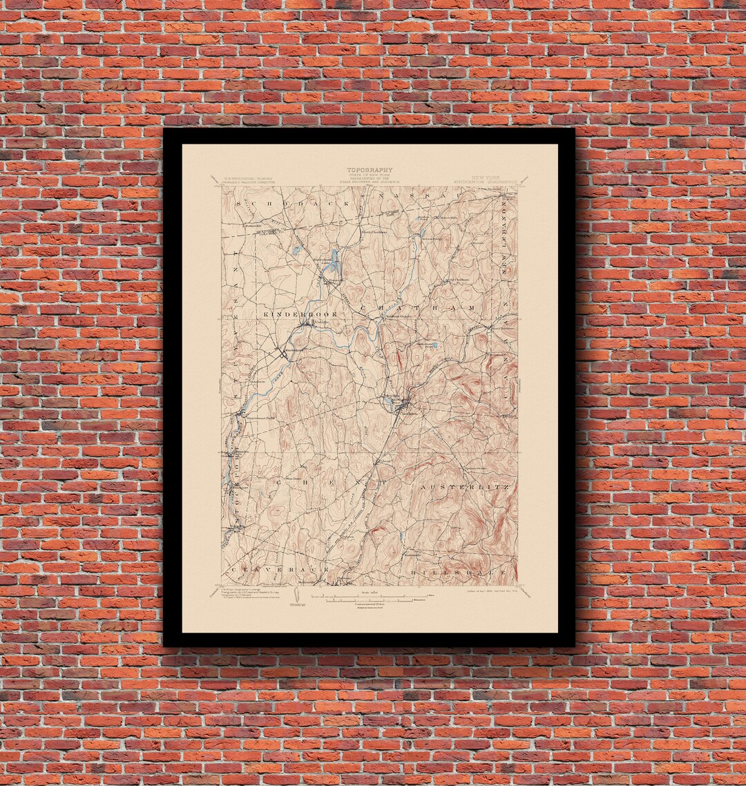 Kinderhook, NY Restored Vintage Map Etsy