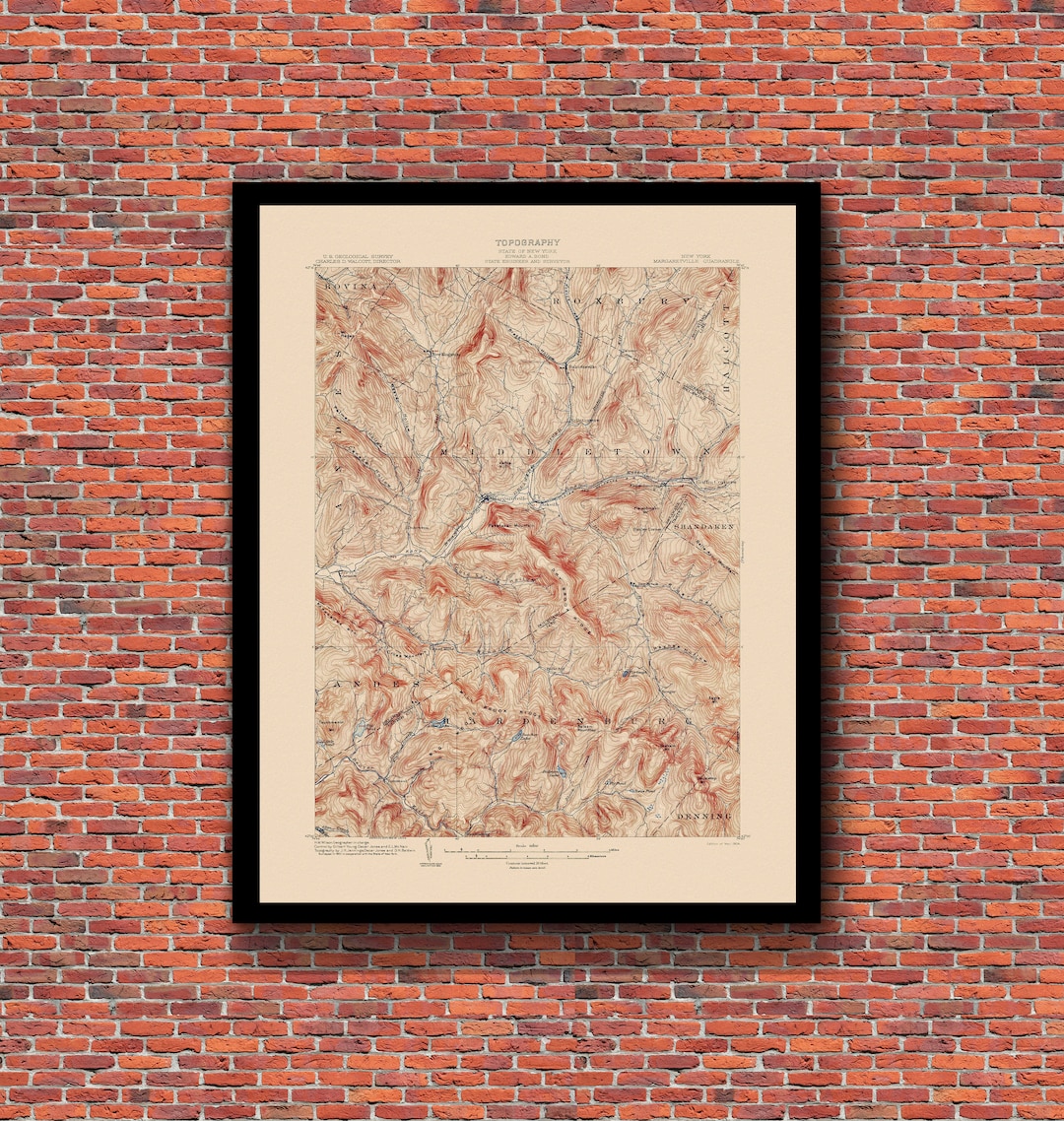 Margaretville NY Restored Vintage Map Etsy