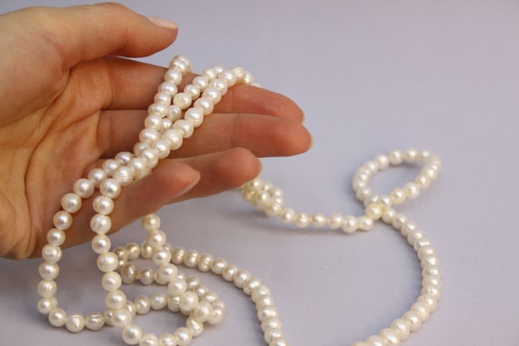 WHITE PEARL NECKLACE long necklace Pearl Necklace