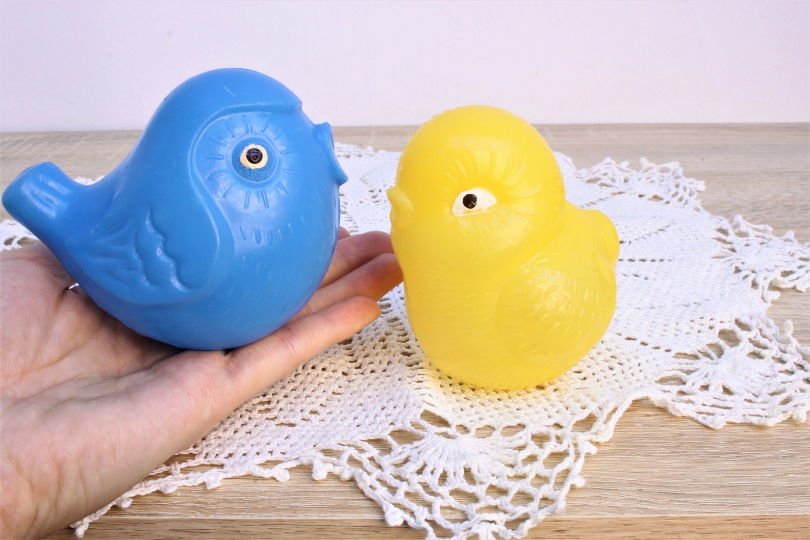 Vintage Toy Set of Two Birds Soviet Plastic Toys Blue Bird Etsy