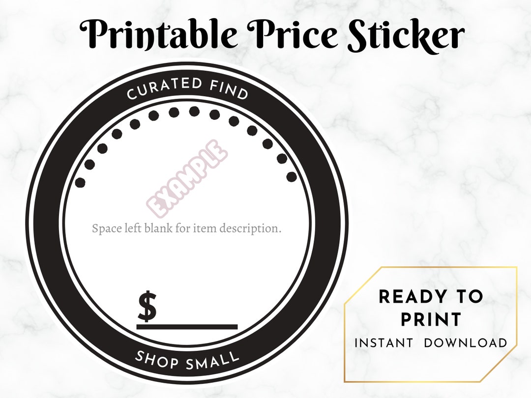 Printable Sticker Price Tag Boutique Item Tag Antique Mall Vendor