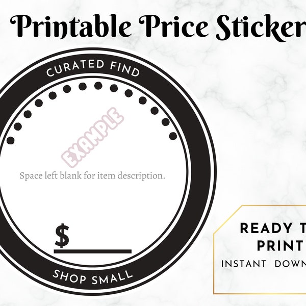 Printable Sticker Price Tag; Boutique Item Tag; Antique Mall Vendor; Creative Business, Logo; Bottle Tag; Clothing Store Small Shop Supplies