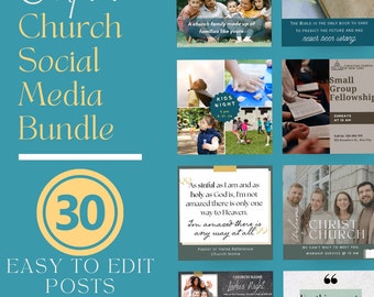 30 Church Social Media Post Templates, Christian Canva Design
